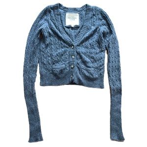 Abercrombie & Fitch Gray Cable Knit Crop Sweater